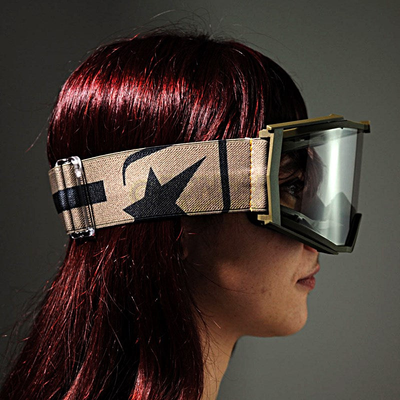 8Kゴーグル ユーロフィット シングルクリアレンズ カーキ/カーキ