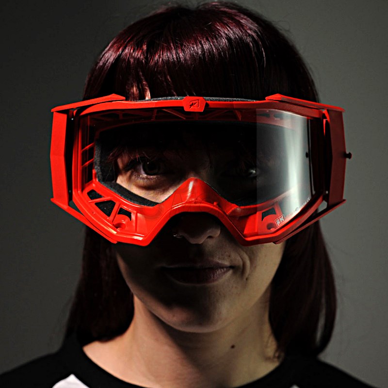 8Kゴーグル ユーロフィット シングルクリアレンズ レッド/ブラック