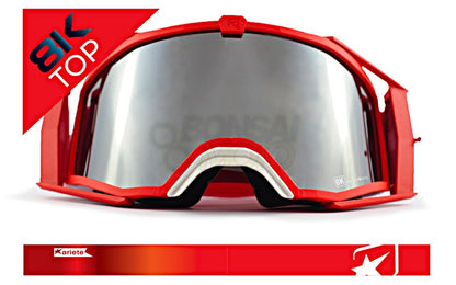 8Kトップゴーグル ユーロフィット ライトスモークミラーシングルレンズ レッド/レッド