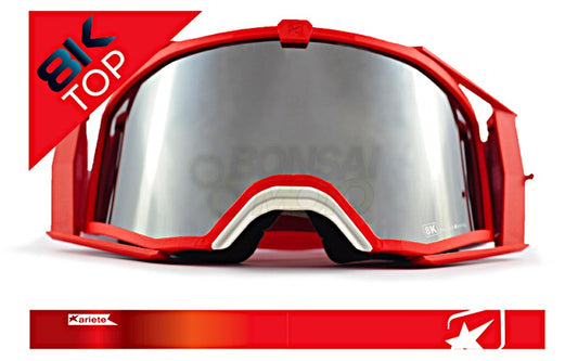 8Kトップゴーグル ユーロフィット ライトスモークミラーシングルレンズ レッド/レッド