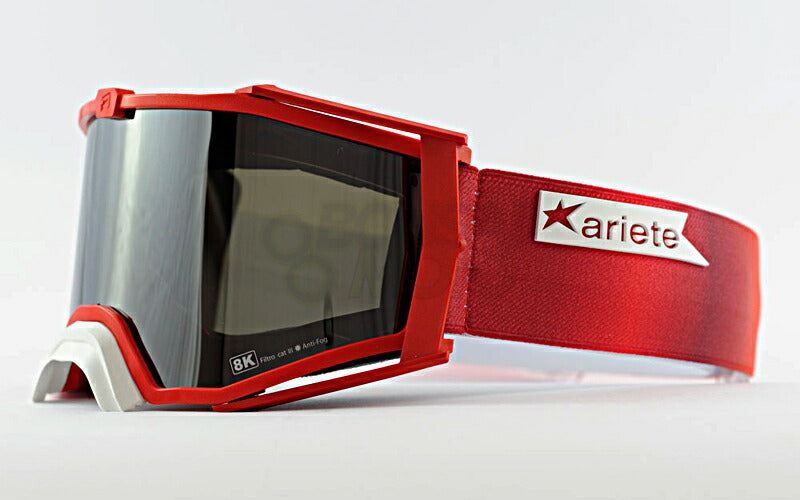 8Kトップゴーグル ユーロフィット ライトスモークミラーシングルレンズ レッド/レッド