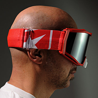 8Kトップゴーグル ユーロフィット ライトスモークミラーシングルレンズ レッド/レッド