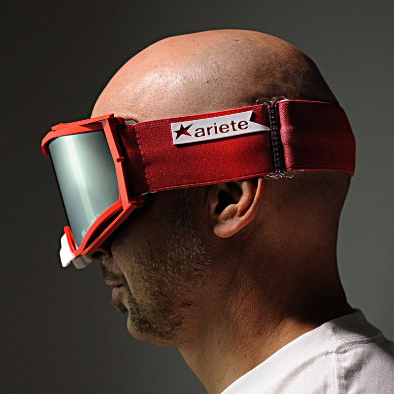 8Kトップゴーグル ユーロフィット ライトスモークミラーシングルレンズ レッド/レッド