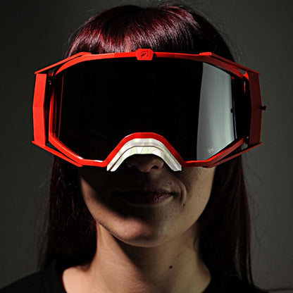 8Kトップゴーグル ユーロフィット ライトスモークミラーシングルレンズ レッド/レッド