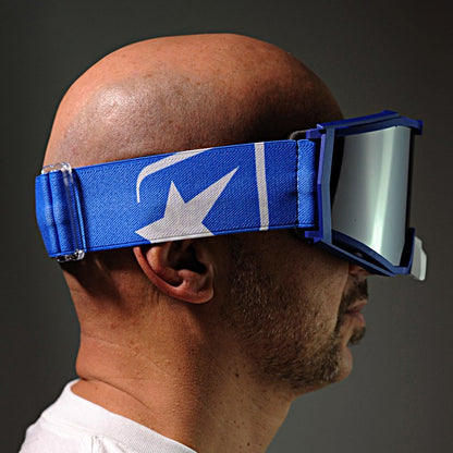 8Kトップゴーグル ユーロフィット ライトスモークミラーシングルレンズ ブルー/ブルー
