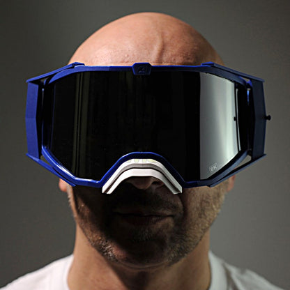 8Kトップゴーグル ユーロフィット ライトスモークミラーシングルレンズ ブルー/ブルー