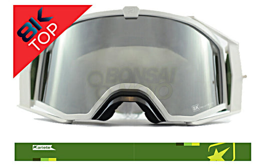 8Kトップゴーグル ユーロフィット ライトスモークミラーシングルレンズ ホワイト/オリーブ