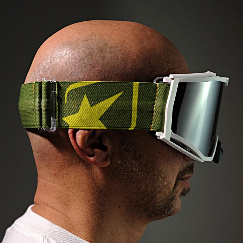 8Kトップゴーグル ユーロフィット ライトスモークミラーシングルレンズ ホワイト/オリーブ