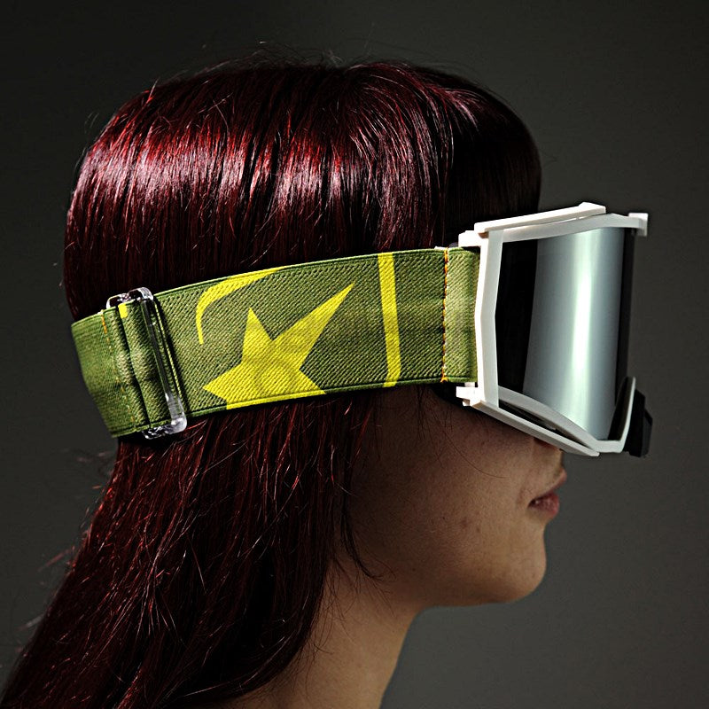 8Kトップゴーグル ユーロフィット ライトスモークミラーシングルレンズ ホワイト/オリーブ