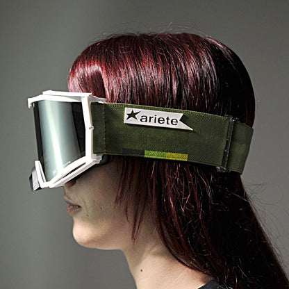 8Kトップゴーグル ユーロフィット ライトスモークミラーシングルレンズ ホワイト/オリーブ