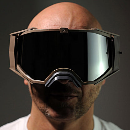 8Kトップゴーグル ユーロフィット ライトスモークミラーシングルレンズ ベージュ/ベージュ