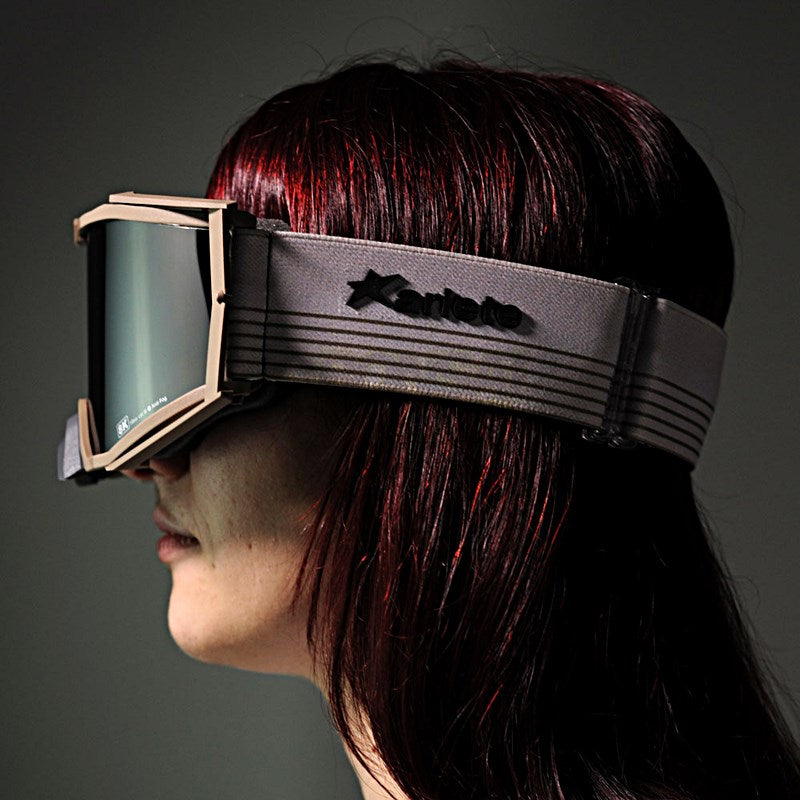 8Kトップゴーグル ユーロフィット ライトスモークミラーシングルレンズ ベージュ/ベージュ