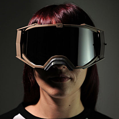 8Kトップゴーグル ユーロフィット ライトスモークミラーシングルレンズ ベージュ/ベージュ