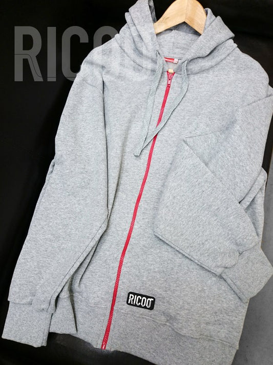 ジップアップパーカー  グレー XL