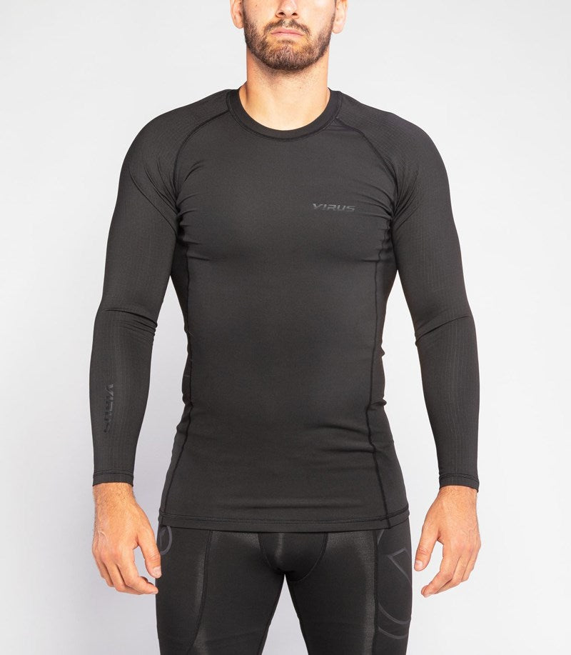 ロングスリーブ コンプレッション(SiO2) メンズ ブラック XL
