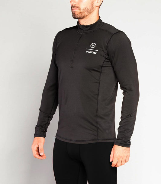 ファンクショナル ロングスリーブ ハーフジップ モックネック メンズ ブラック S