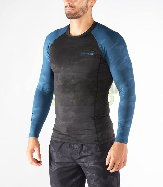 ロングスリーブ コンプレッション(SiO2) メンズ ブルーカモ M