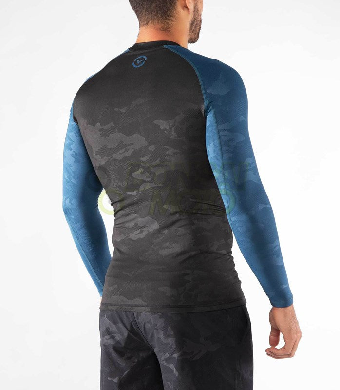 ロングスリーブ コンプレッション(SiO2) メンズ ブルーカモ XL