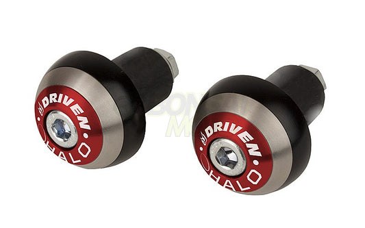 Halo Stainless Bar Ends Kawasaki Red