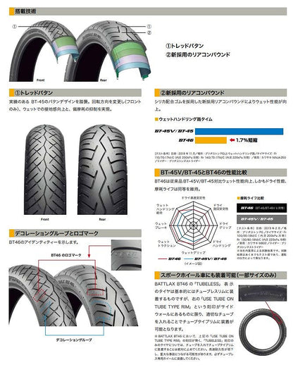 バトラックス BT46 Vレンジ 100/90-18 M/C 56V フロント バイアス チューブレスタイプ