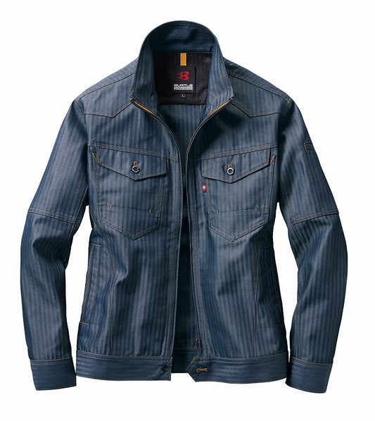 【アウトレット】長袖ジャケット インディゴ LL ヘリンボーン 春夏用 ユニセックス