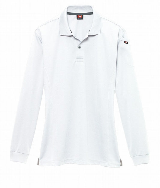 長袖ポロシャツ ドライメッシュ ホワイト オールシーズン ユニセックス