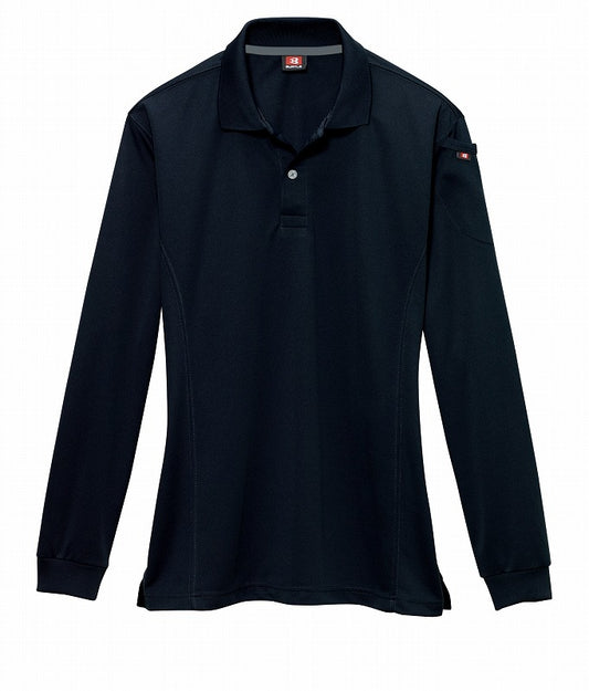 長袖ポロシャツ ドライメッシュ ブラック オールシーズン ユニセックス