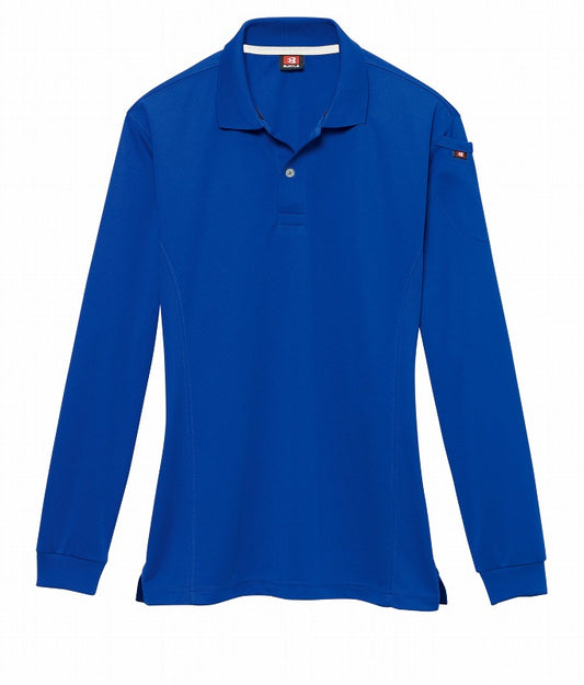 長袖ポロシャツ ドライメッシュ ロイヤルブルー オールシーズン ユニセックス