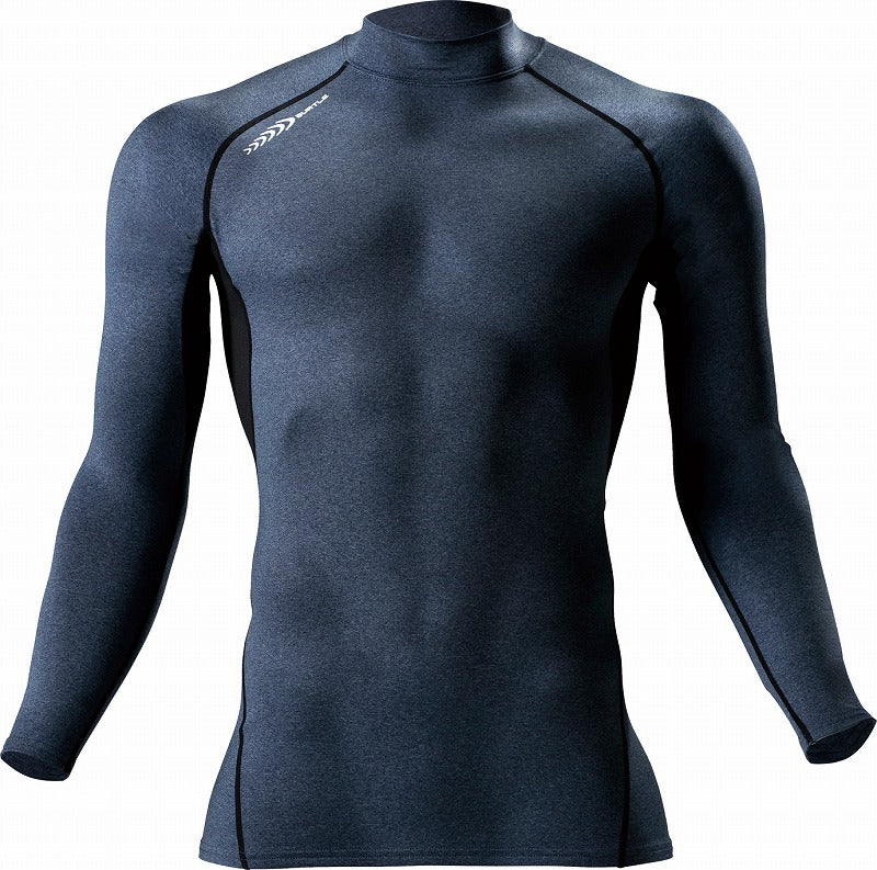 長袖ホットフィッテッド インナーシャツ インディゴ杢 秋冬用 ユニセックス