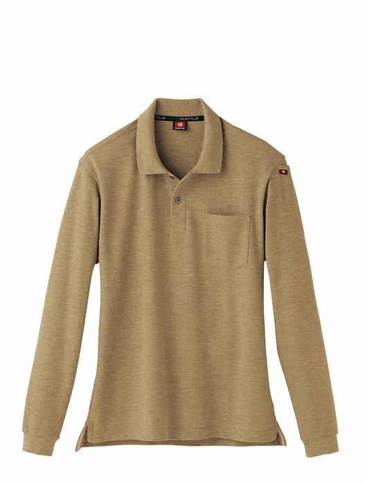 長袖ポロシャツ キャメル杢 オールシーズン ユニセックス