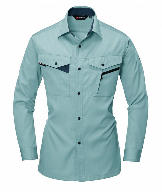 長袖シャツ アースグリーン 春夏用 メンズ