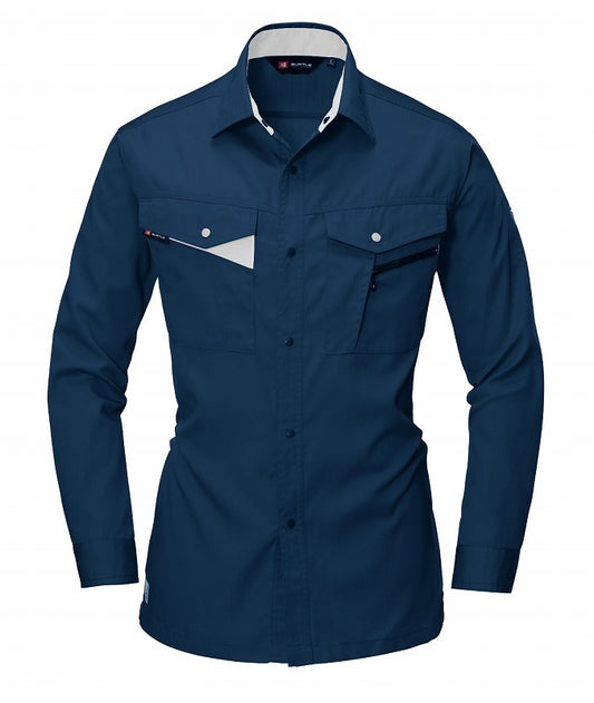 長袖シャツ ネイビー 春夏用 メンズ