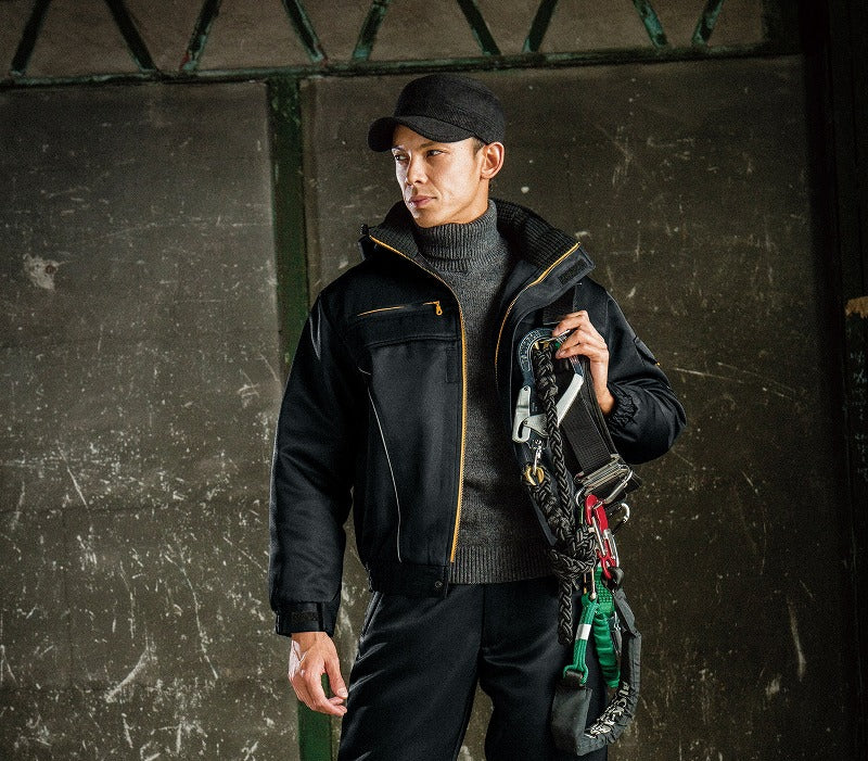 防寒ブルゾン 大型フード付 ブラック 春夏用 メンズ