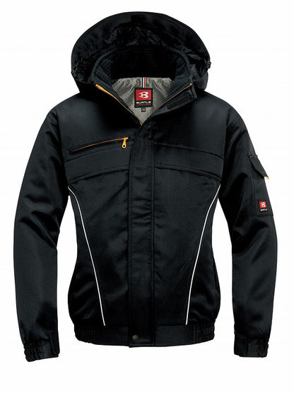 防寒ブルゾン 大型フード付 ブラック 春夏用 メンズ