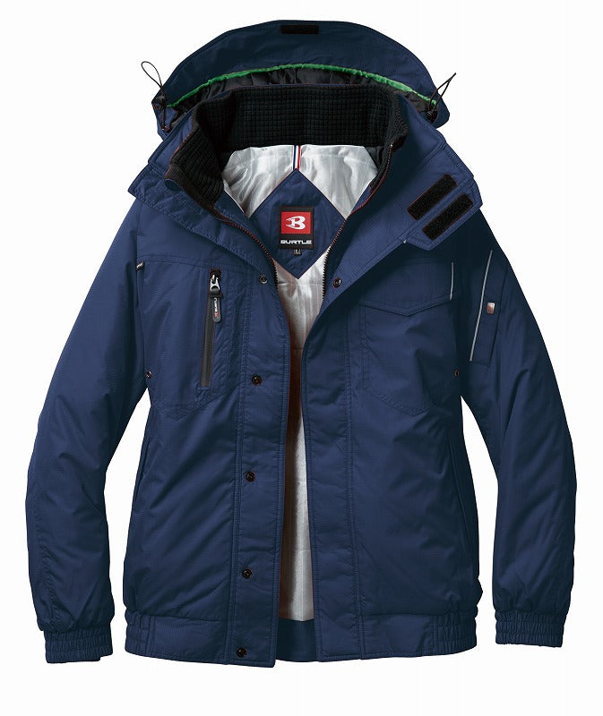 防寒ブルゾン 大型フード付 ネイビー 秋冬用 ユニセックス