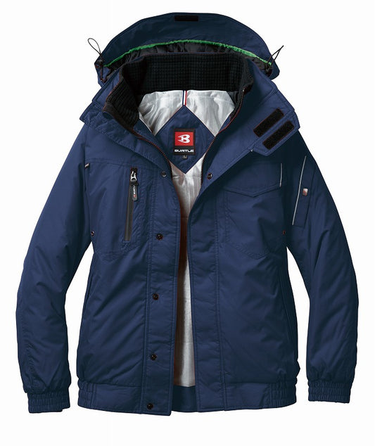 防寒ブルゾン 大型フード付 ネイビー 秋冬用 ユニセックス