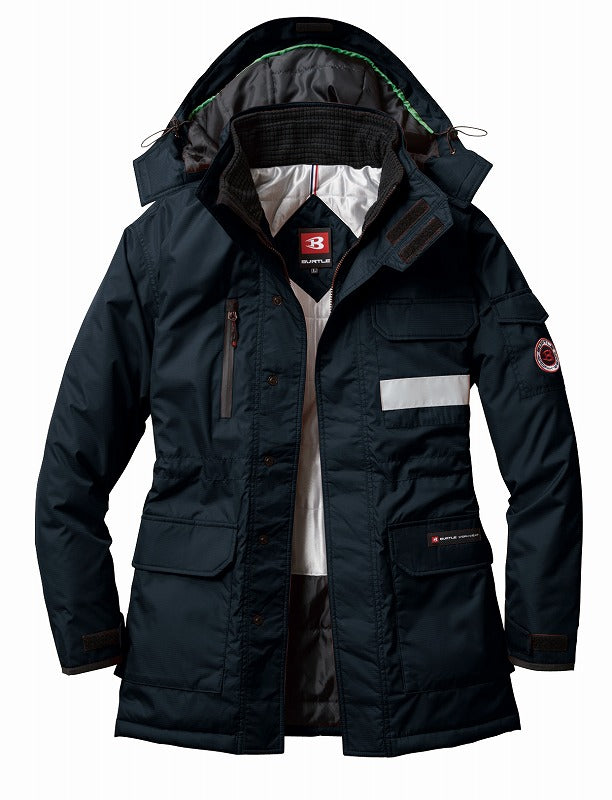 防寒コート 大型フード付 ブラック 秋冬用 ユニセックス