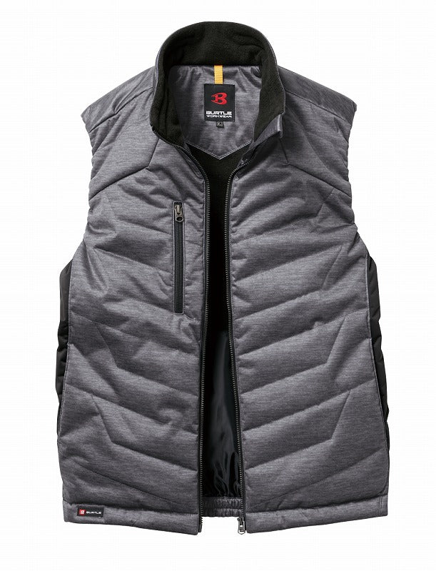 防風ストレッチ軽防寒ベスト バーク杢 秋冬用 ユニセックス