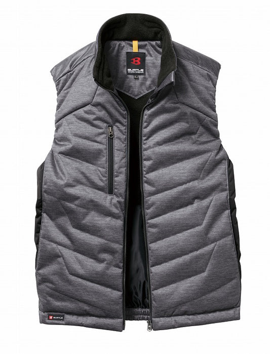 防風ストレッチ軽防寒ベスト バーク杢 秋冬用 ユニセックス