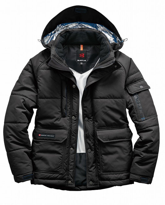 防寒ジャケット 大型フード付 ブラック 秋冬用 ユニセックス