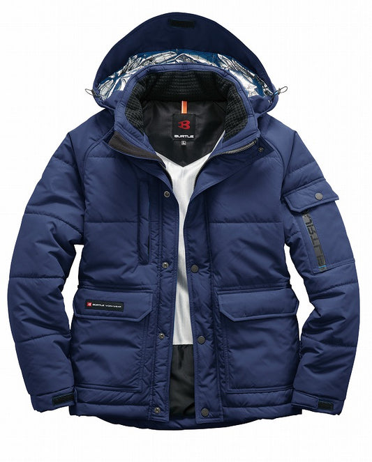 防寒ジャケット 大型フード付 ネイビー 秋冬用 ユニセックス