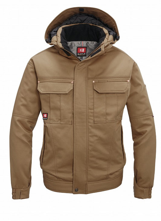 防寒ジャケット 大型フード付 キャメル 春夏用 メンズ