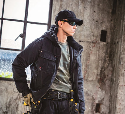 防寒ジャケット 大型フード付 ブラック 春夏用 メンズ