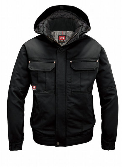 防寒ジャケット 大型フード付 ブラック 春夏用 メンズ