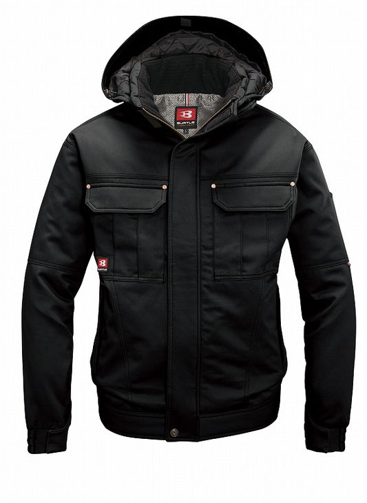 防寒ジャケット 大型フード付 ブラック 春夏用 メンズ