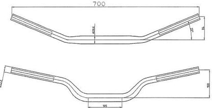 Tapered Handlebars, Black, Universal