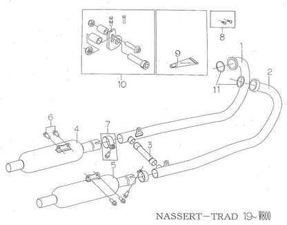 Bypass pipe, stainless steel, W800