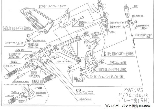 ハイパーバンク 固定 RH ASSY Z900RS シルバー