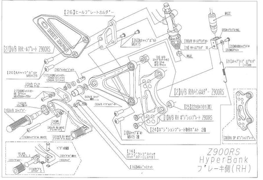 ハイパーバンク RH ポジションプレート(OP) Z900RS