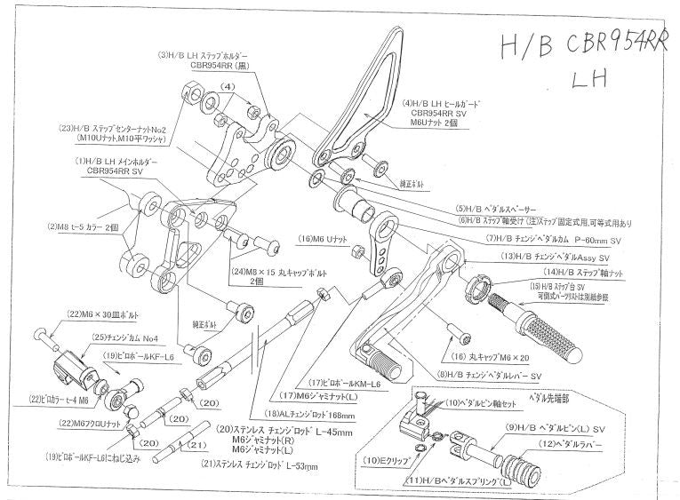 ハイパーバンク LH ステップホルダー取付ボルトセット CBR954 シルバー